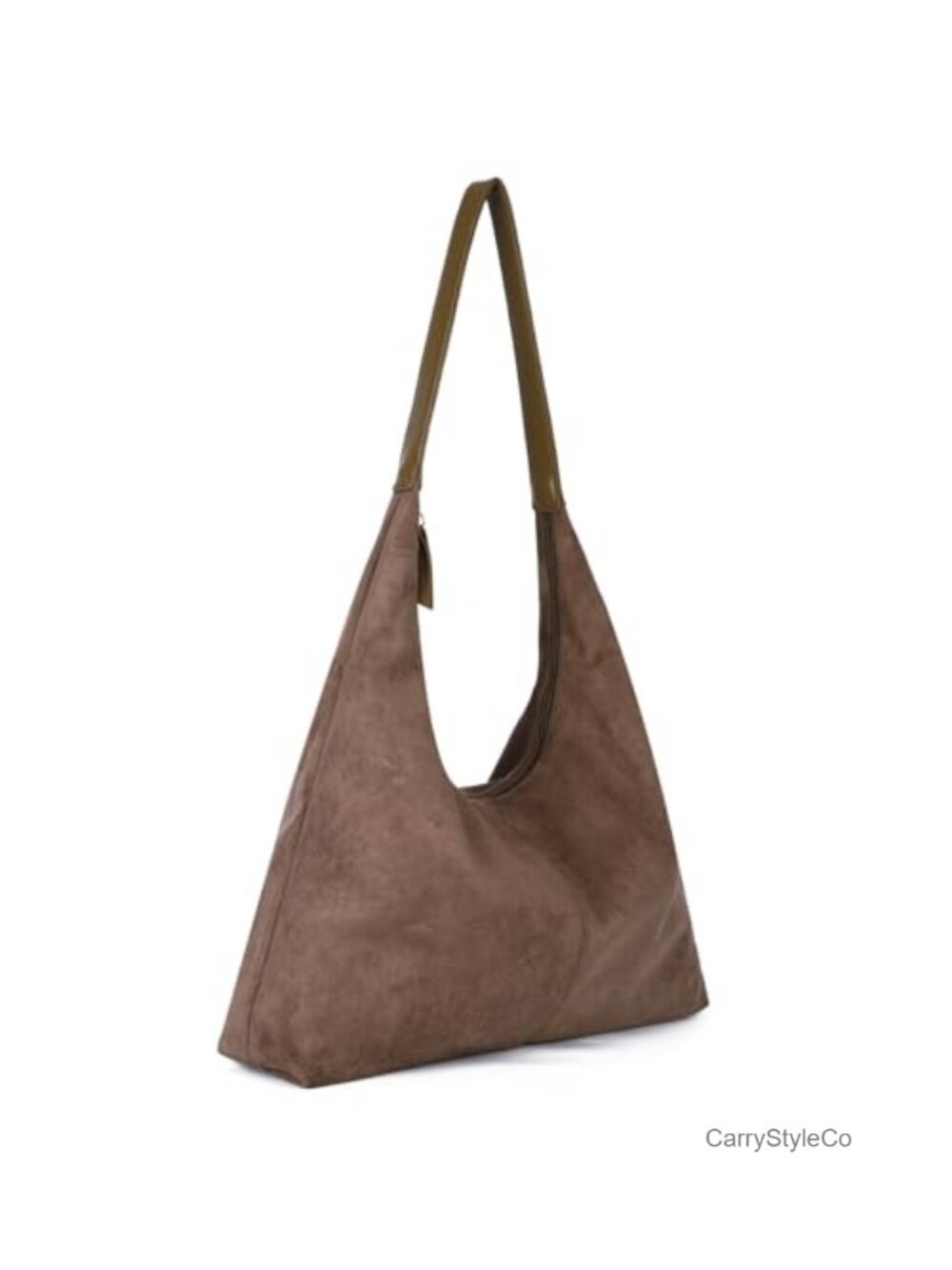 Faux Suede Slouchy Hobo Shoulder Bag Large Crescent Handbag Vegan Leather Strap
